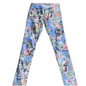 Mavi Serena jeans blue pink yellow bird floral skinny jeans size 27